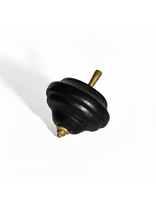 Dreidel en bois noir de grande taille avec filigrane argenté, Dreidels, Israël