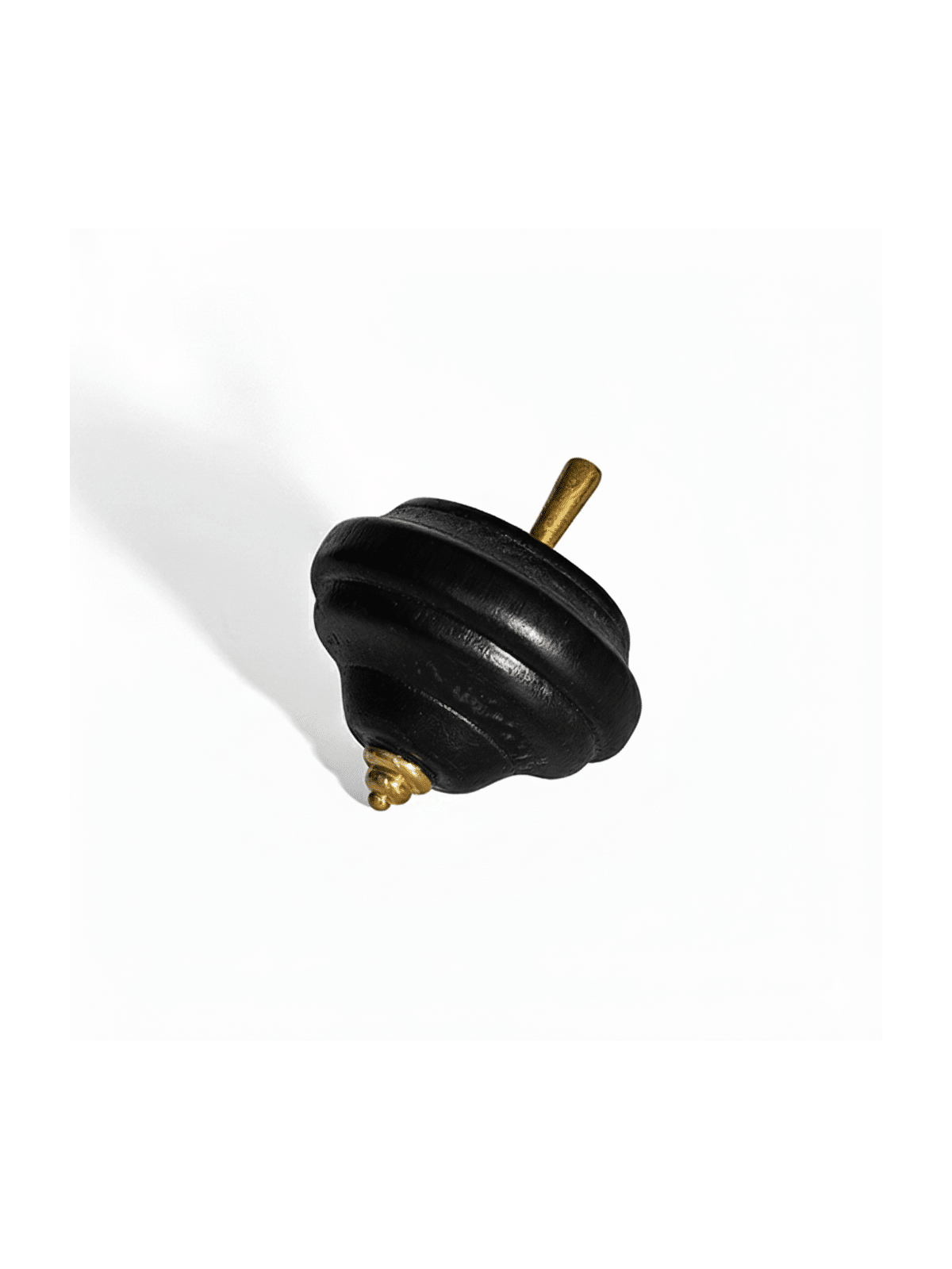 Dreidel en bois noir de grande taille avec filigrane argenté, Dreidels, Israël