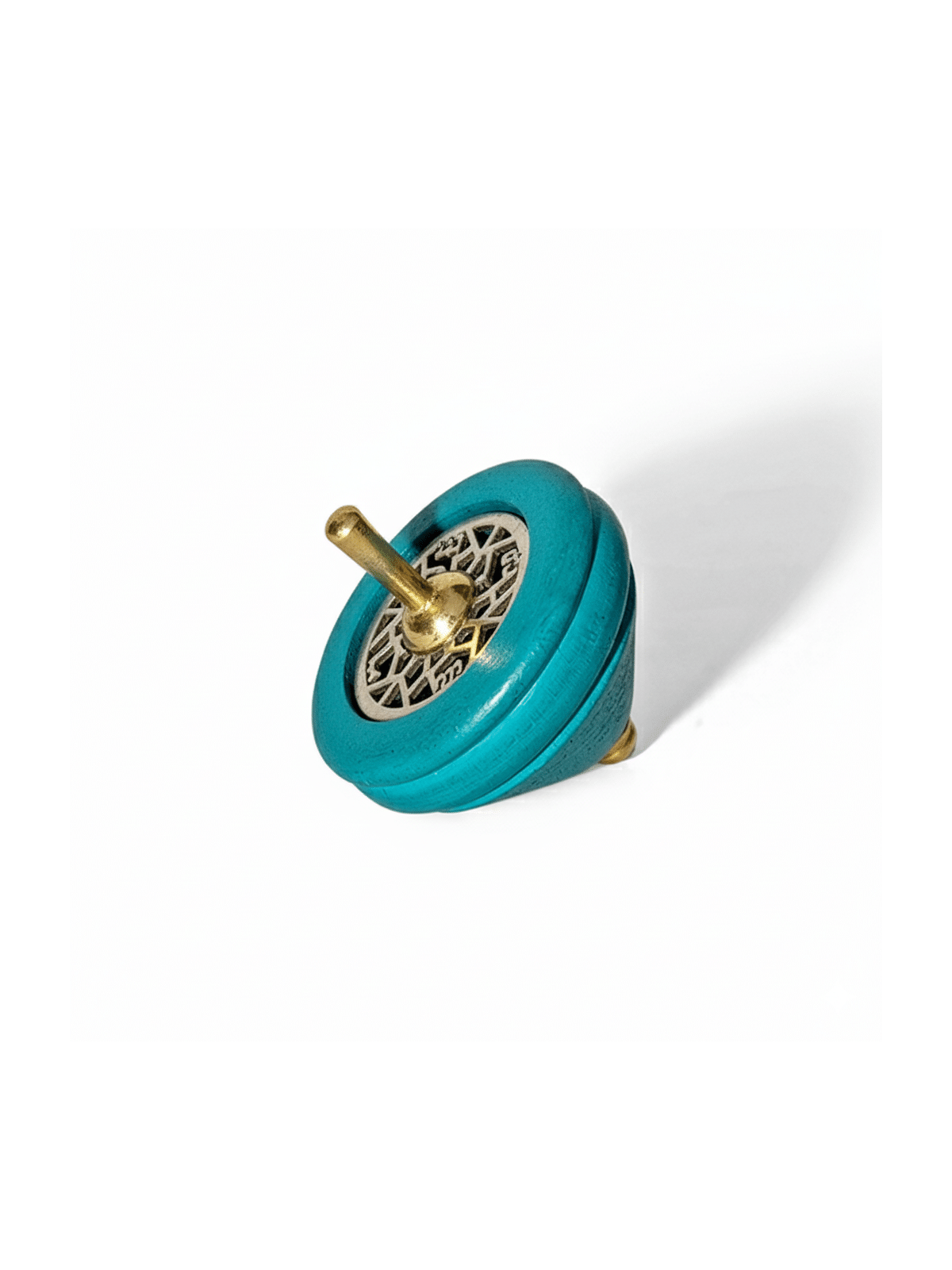 Grand Dreidel Royal Turquoise avec Laiton et Silve , Dreidels , Israël