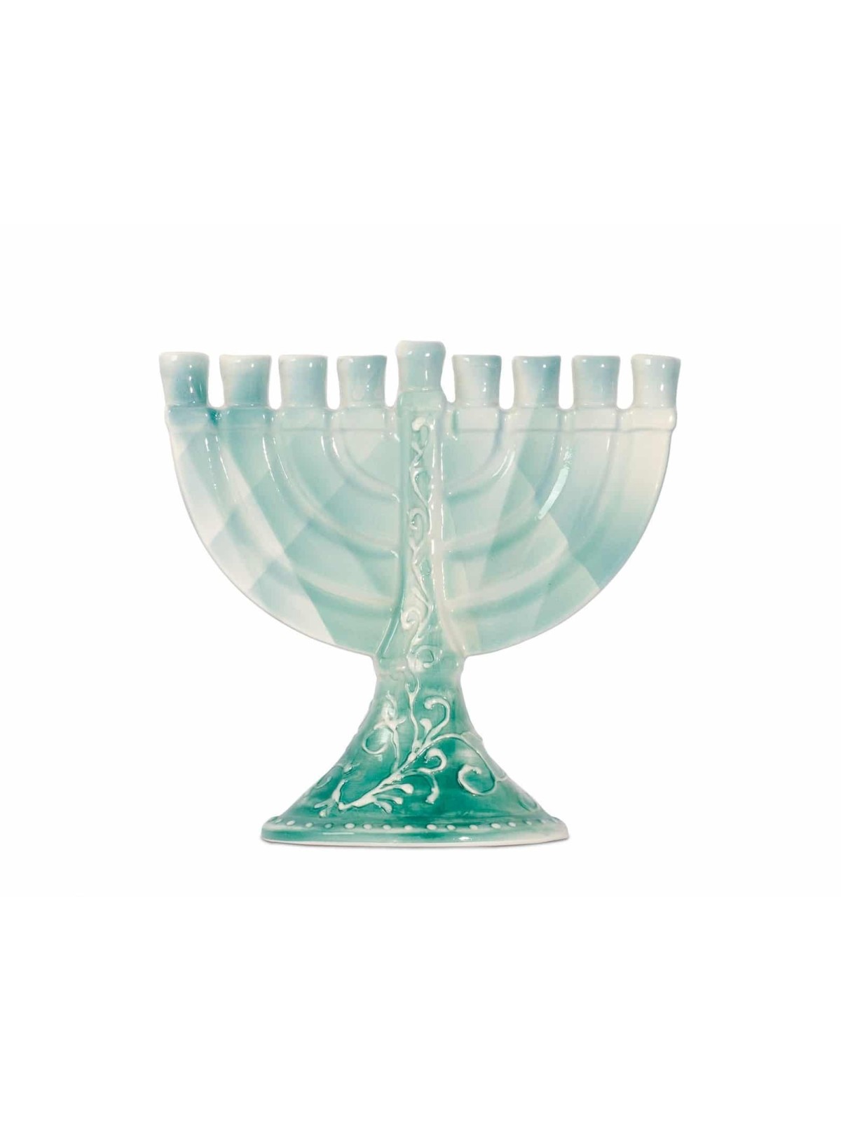 Élégante Menorah en céramique bleue, cadeaux Tu B'Av, Judaica israélienne