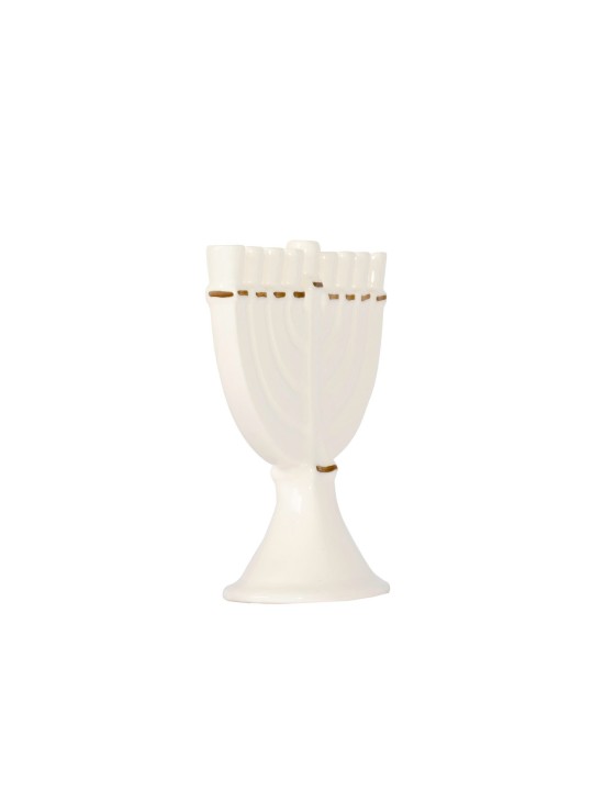 Menorah en céramique Hanukkah avec garniture en or classique, cadeaux Tu B'Av, J israélien