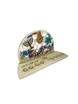 Menorahs de symboles juifs Chanukiah, Menorahs colorées de Hanoukka, Est