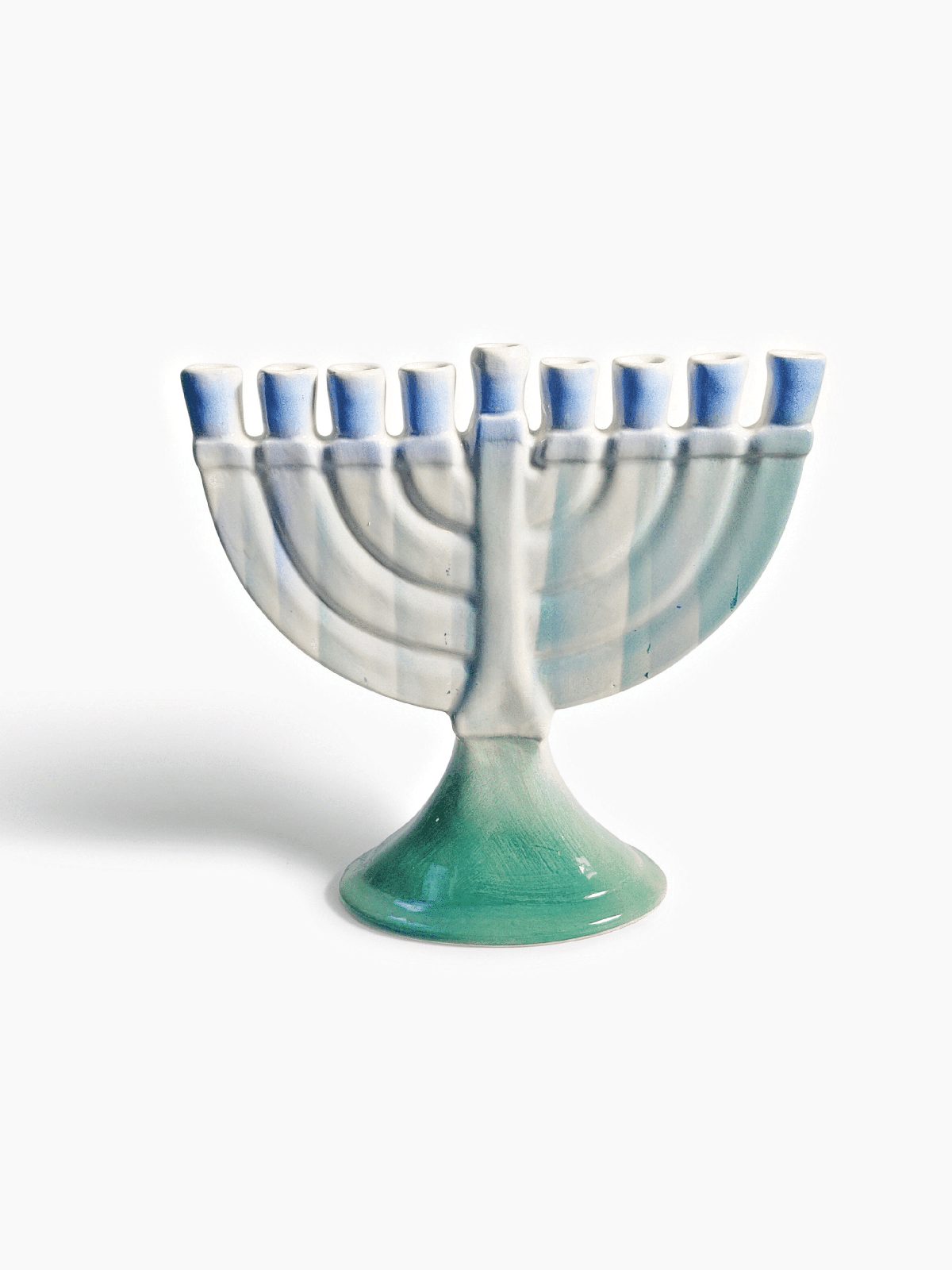 Traditional Design Blue Ceramic Hanukkah Menorah , Modern Hanukkah Men