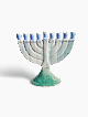 Traditional Design Blue Ceramic Hanukkah Menorah , Modern Hanukkah Men