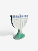 Menorah de Hanoukka en céramique bleue de conception traditionnelle, hommes modernes de Hanoukka