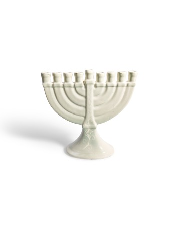 Traditional Handmade Cream Ceramic Hanukkah Menora , Modern Hanukkah M