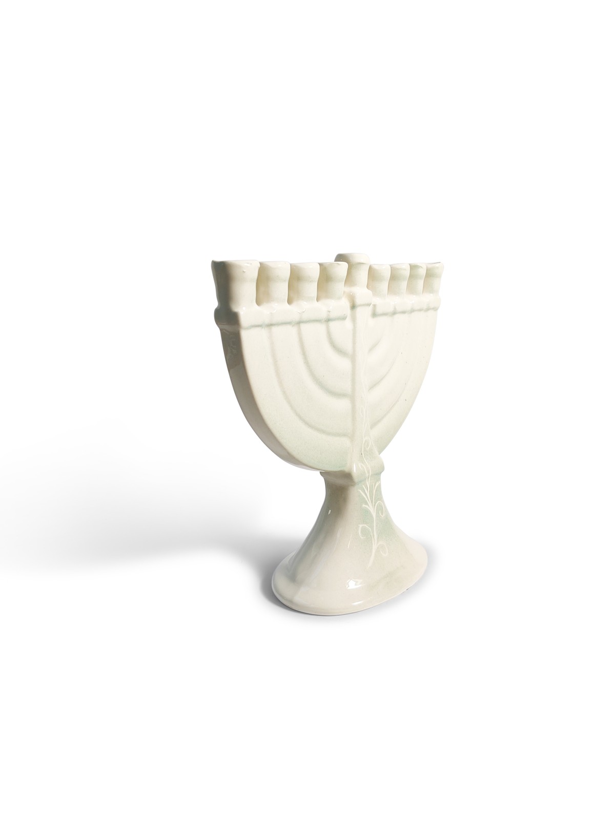 Traditional Handmade Cream Ceramic Hanukkah Menora , Modern Hanukkah M