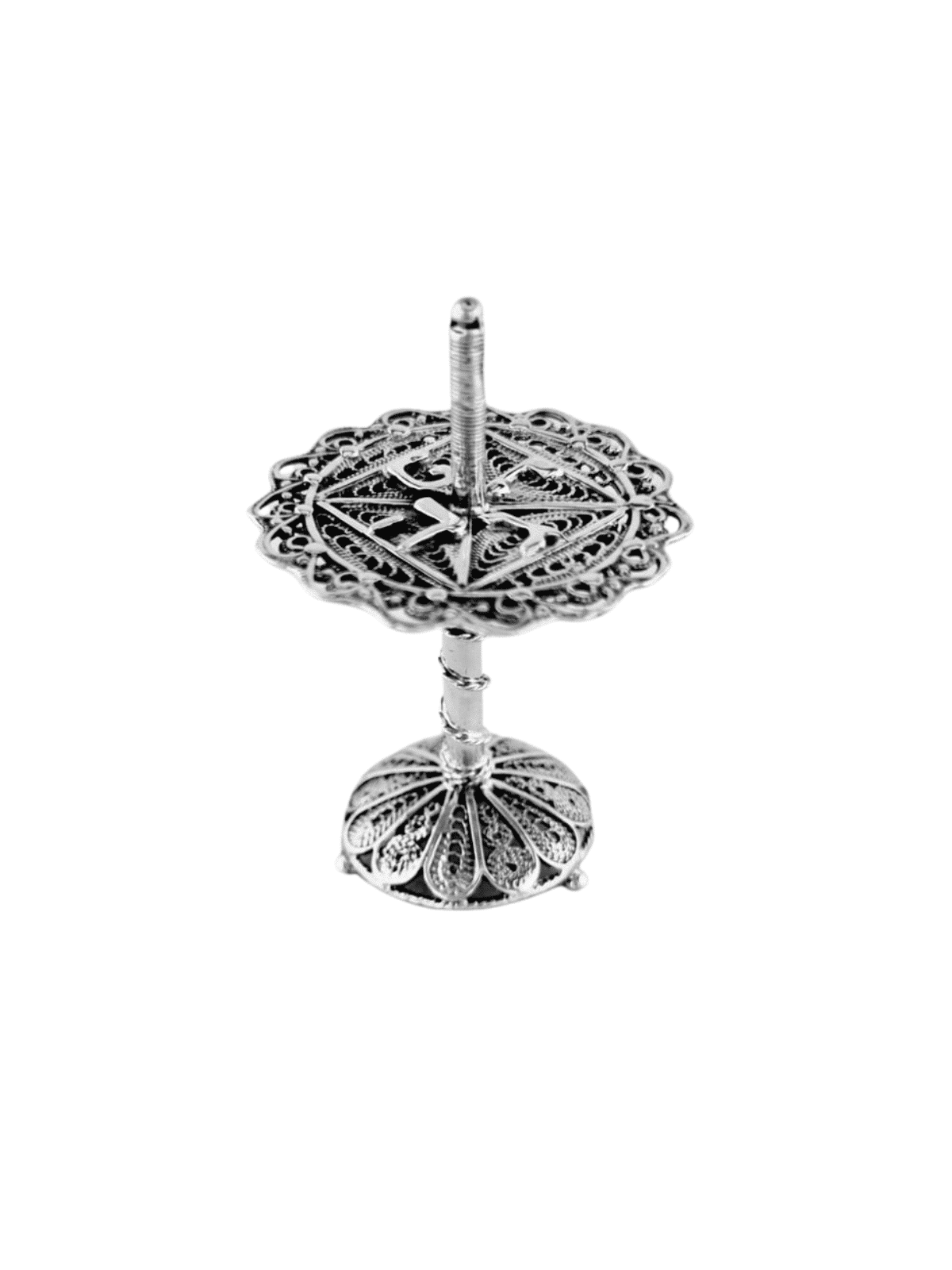 Dreidel en filigrane de forme plate unique de Sterling S, Dreidels, Israël