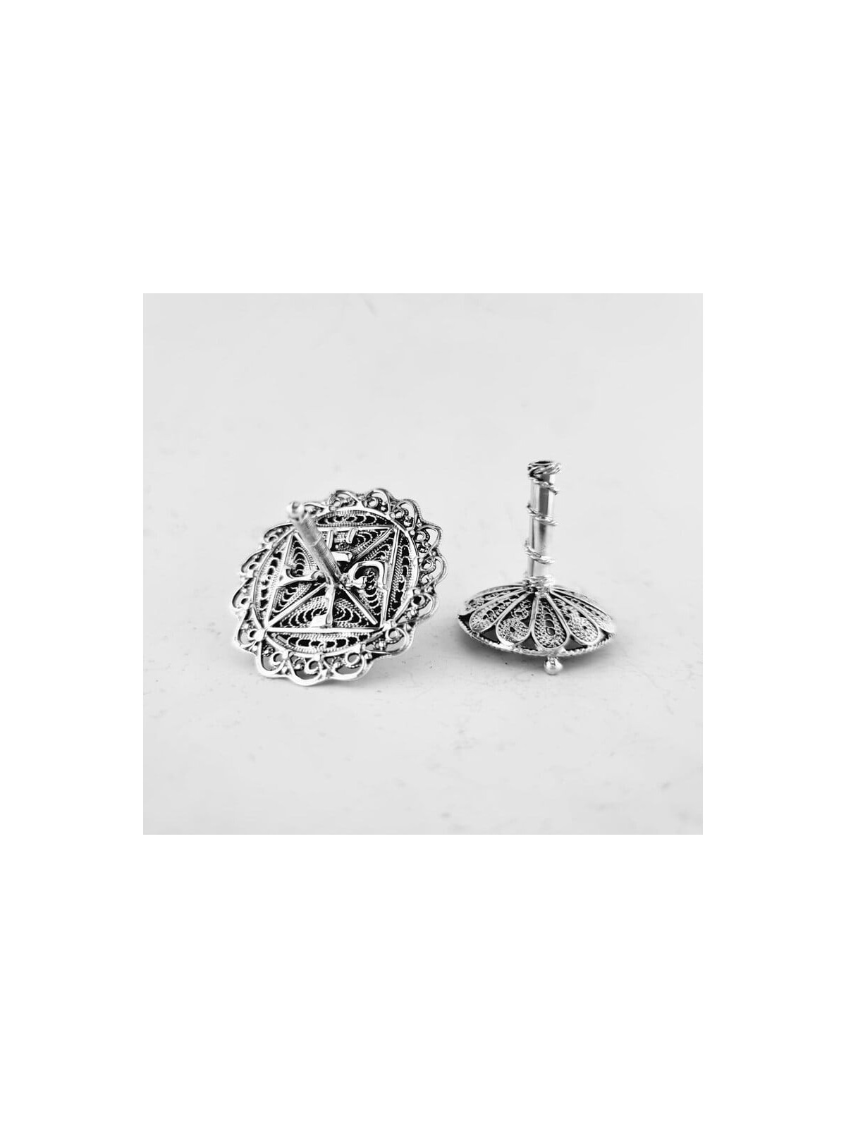 Dreidel en filigrane de forme plate unique de Sterling S, Dreidels, Israël