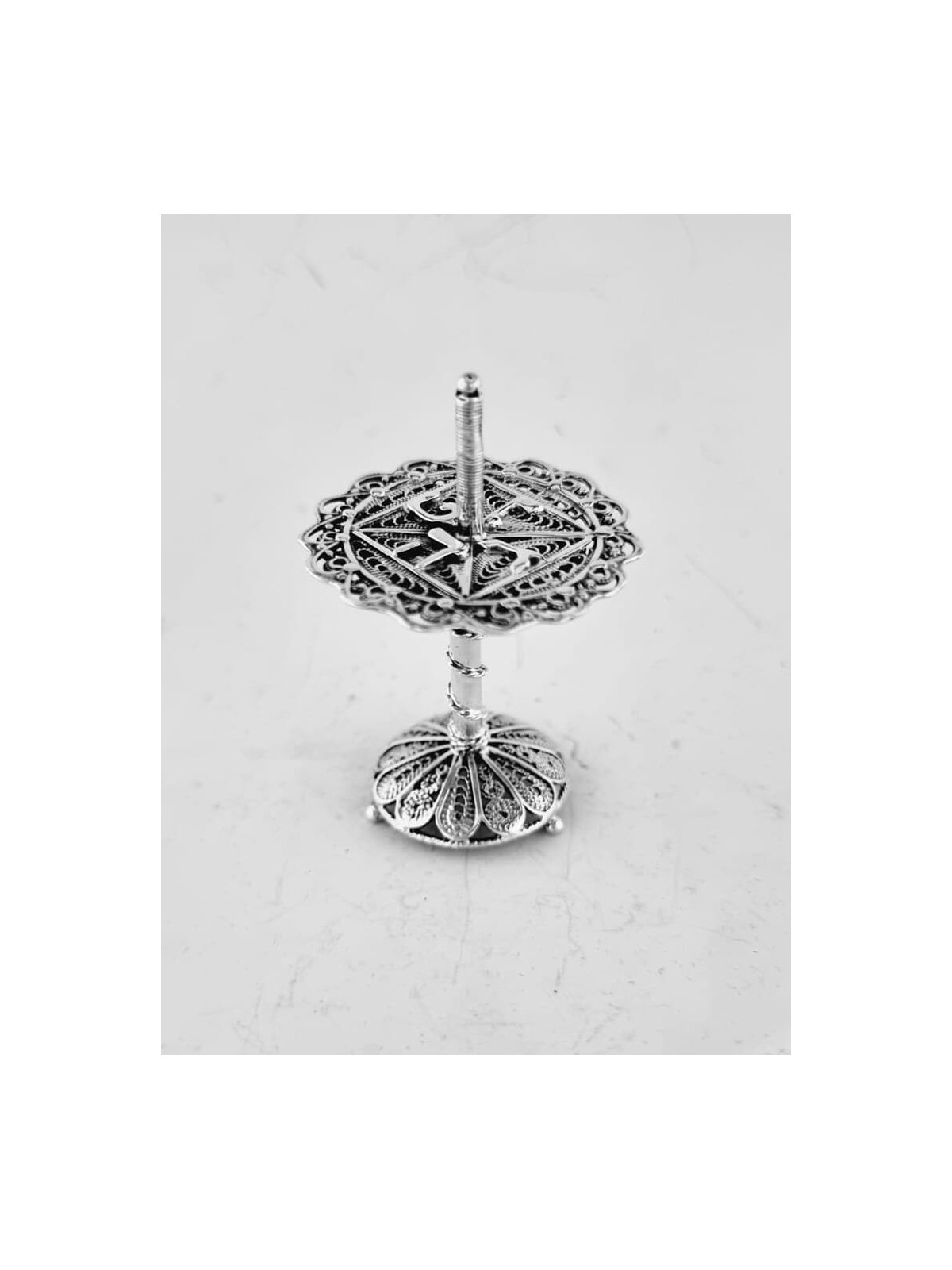 Dreidel en filigrane de forme plate unique de Sterling S, Dreidels, Israël
