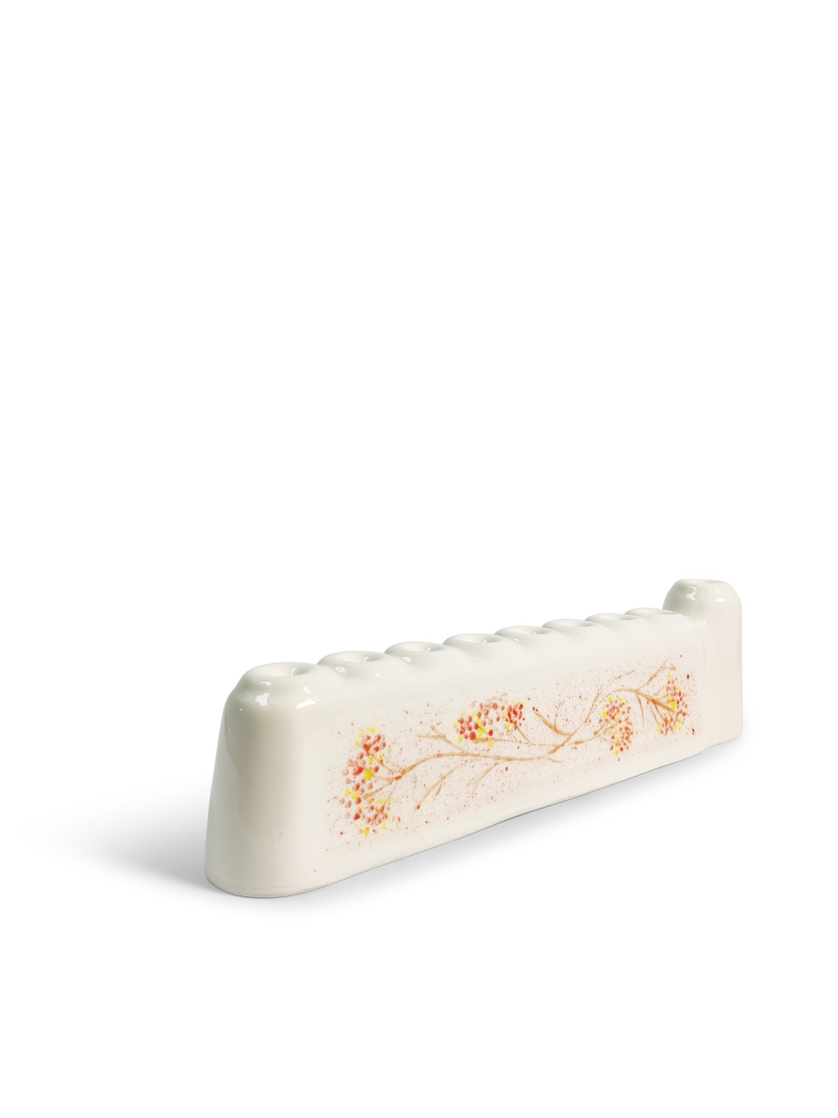 Crème rustique et menorah de Hanoukka en céramique rouge, Menora de Hanoukka moderne