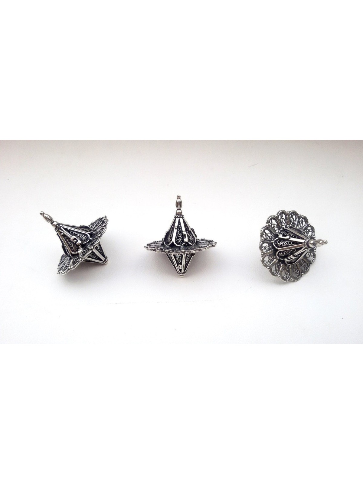 Forme de fleur en argent sterling délicate et spéciale, Dreidels, Israël