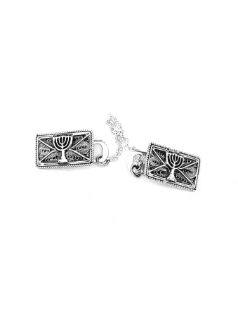 Vintage Style Sterling Silver Menorah Tallit Clips , Passover Gifts ,
