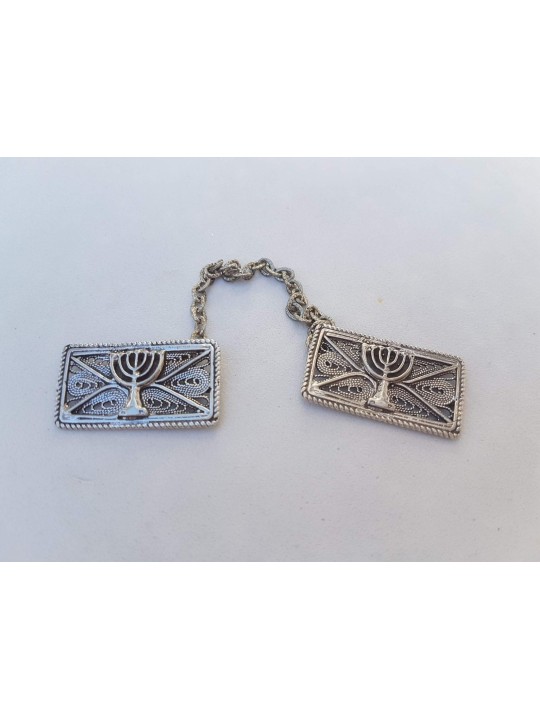 Vintage Style Sterling Silver Menorah Tallit Clips , Passover Gifts ,