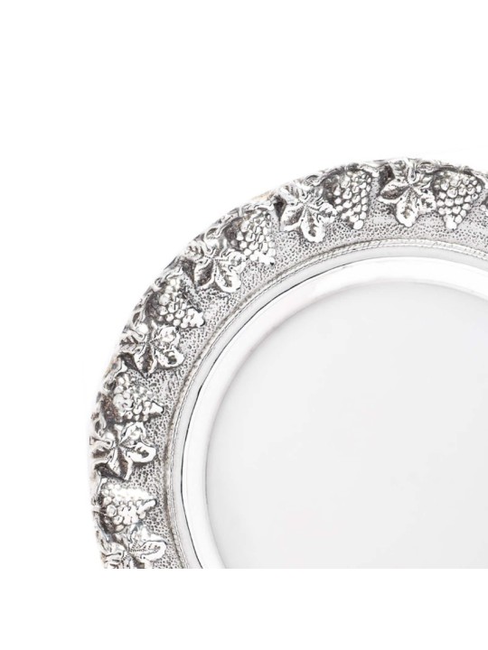 Sterling Silver Plate With Grapes Design , Tu B'Av Gifts , Israeli Jud