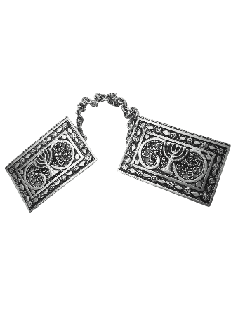 Classic Rectangular Filigree Menorah Tallit Clips , Passover Gifts , I