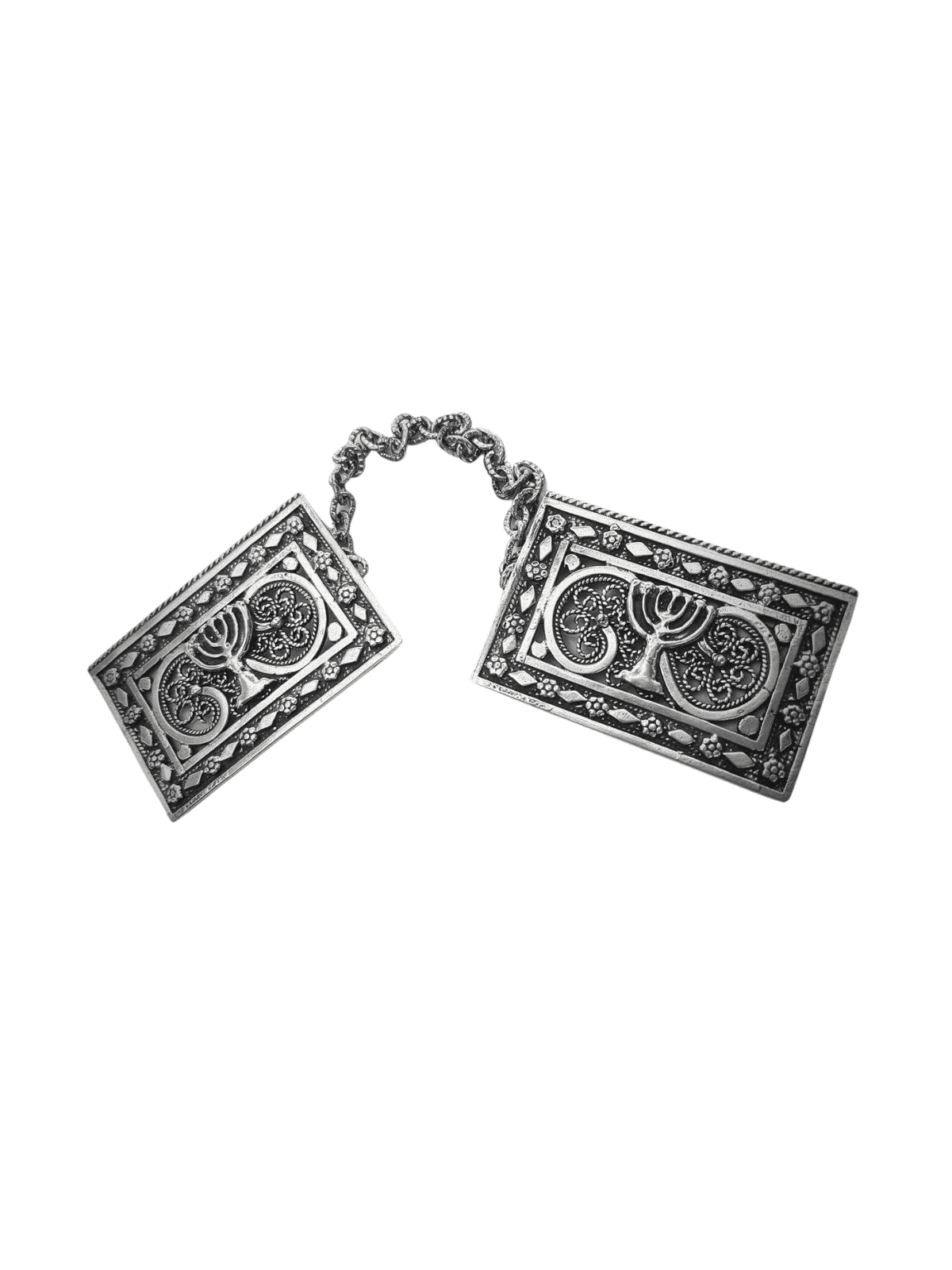 Classic Rectangular Filigree Menorah Tallit Clips , Passover Gifts , I
