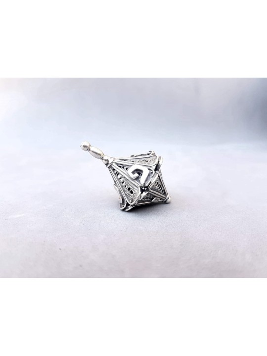 Merveilleux cône Dreidel en argent pur en forme de fil, Dreidels, Israël