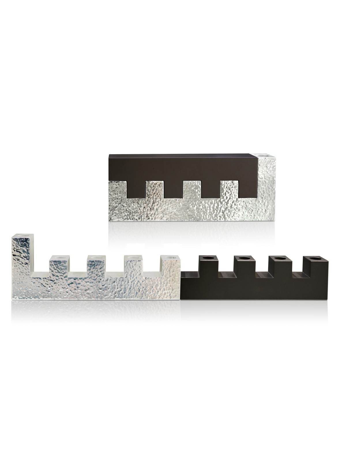 Hammered Jerusalem Walls Shaped Menorah , Jewish Wedding Gifts , Israe