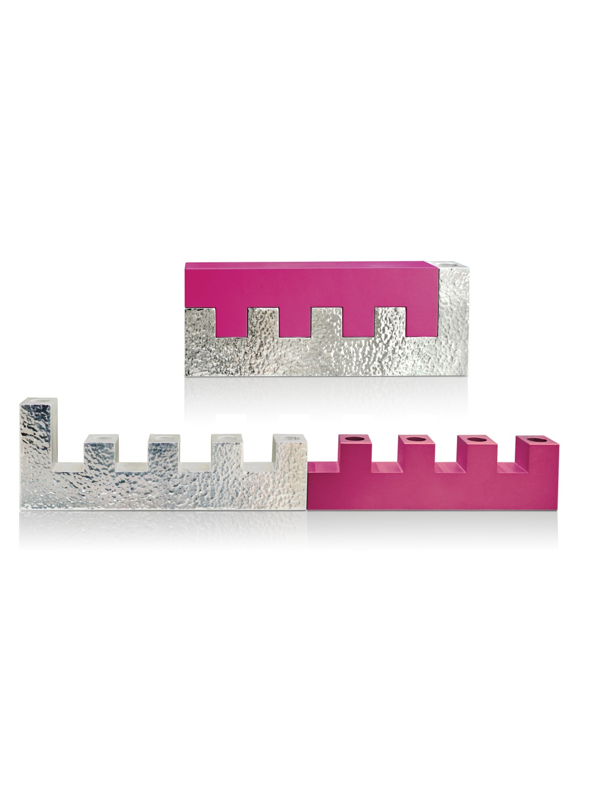 Hammered Jerusalem Walls Shaped Menorah , Jewish Wedding Gifts , Israe