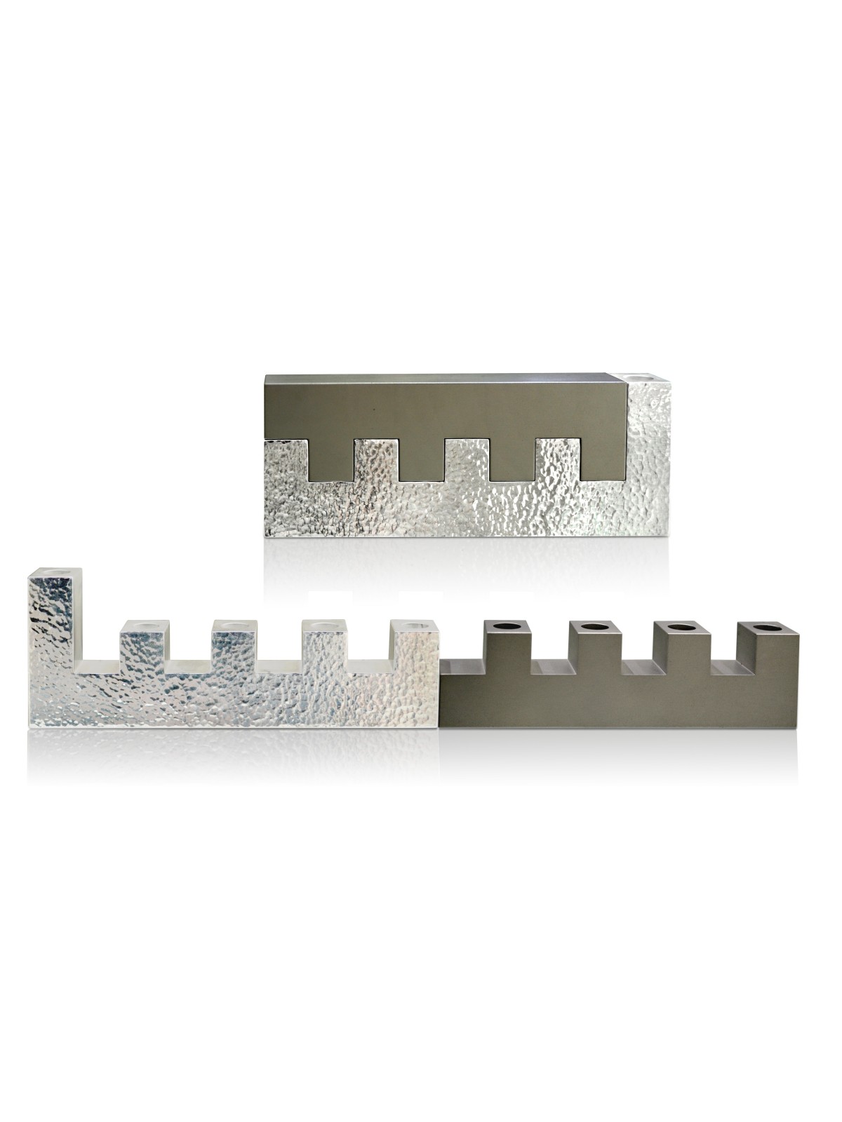 Hammered Jerusalem Walls Shaped Menorah , Jewish Wedding Gifts , Israe