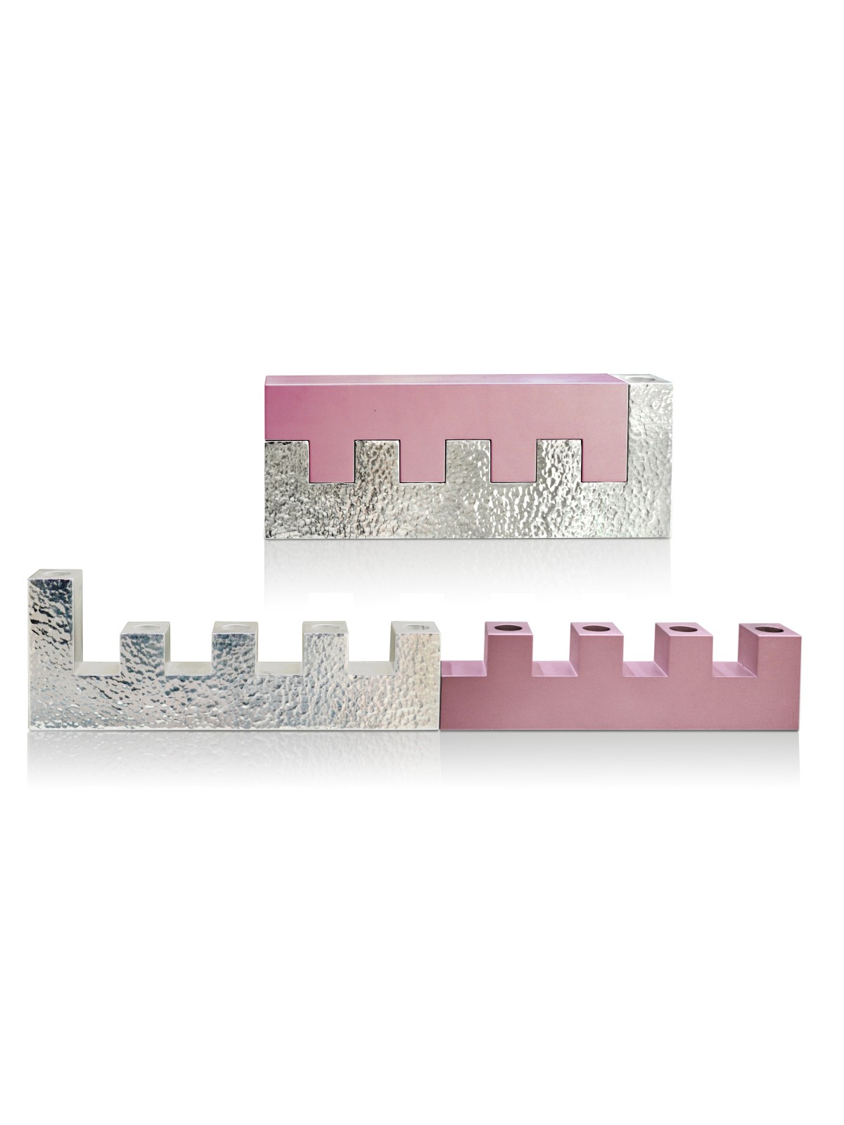 Hammered Jerusalem Walls Shaped Menorah , Jewish Wedding Gifts , Israe
