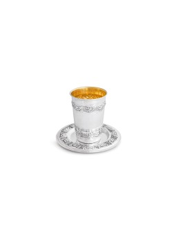 Vintage style kiddush Cup & Plate Sterling Silver  , Passover Gifts ,