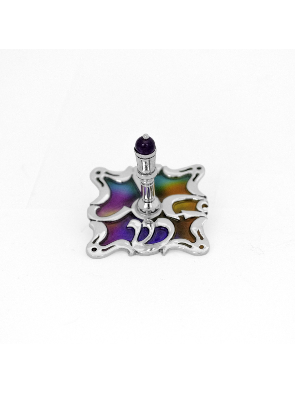 Dreidel avec magnifique émail et améthyste , Dreidels , Judaïque israélien