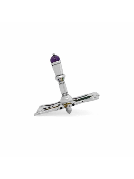 Dreidel avec magnifique émail et améthyste , Dreidels , Judaïque israélien