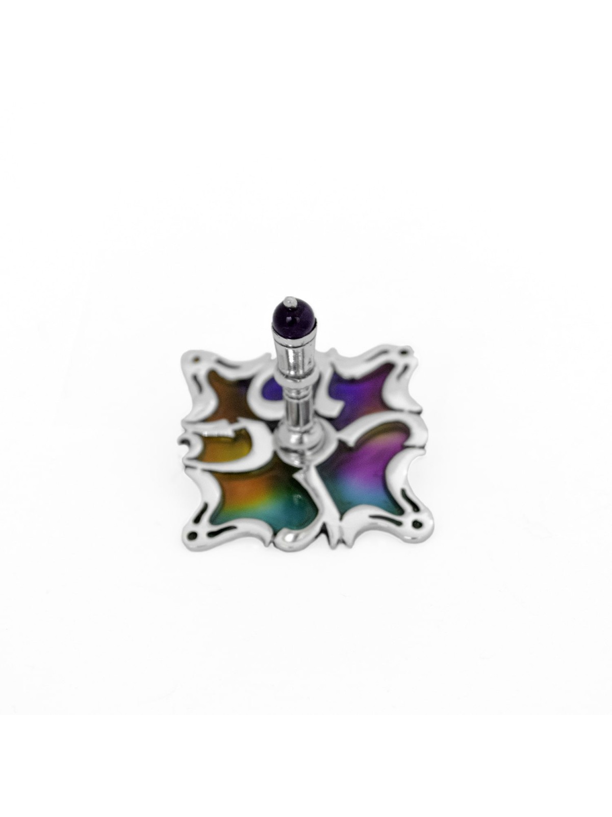 Dreidel with Magnificent Enamel & Amethyst , Dreidels , Israeli Judaic