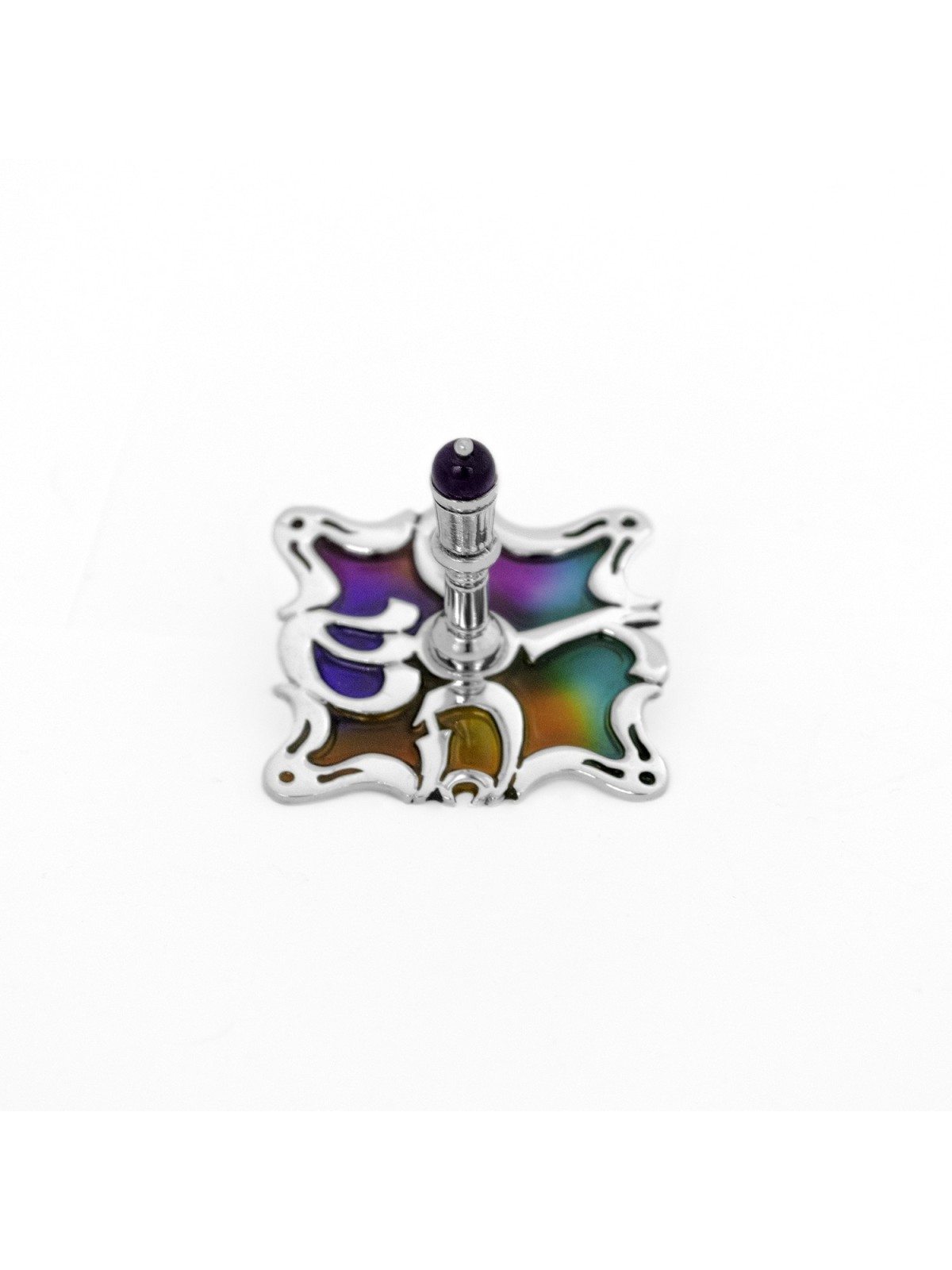 Dreidel with Magnificent Enamel & Amethyst , Dreidels , Israeli Judaic