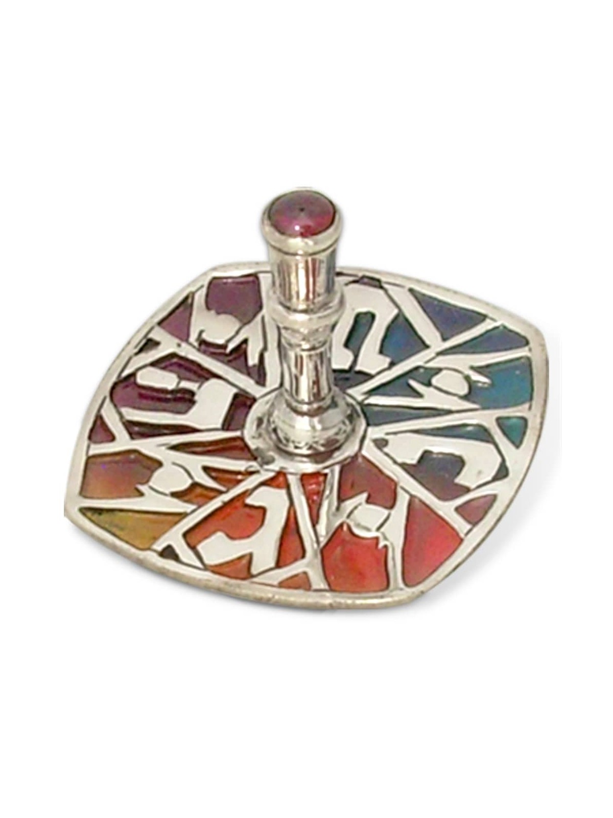 Dreidel bleu avec pierre d’améthyste naturelle, Dreidels, Judaica israélienne