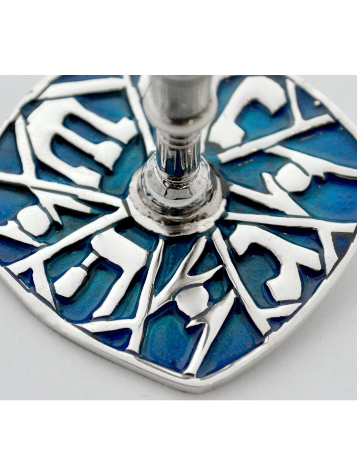 Dreidel bleu avec pierre d’améthyste naturelle, Dreidels, Judaica israélienne