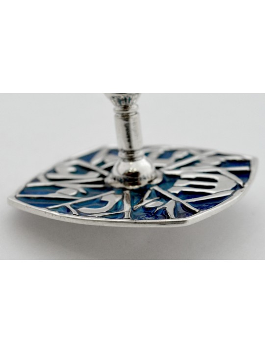 Dreidel bleu avec pierre d’améthyste naturelle, Dreidels, Judaica israélienne