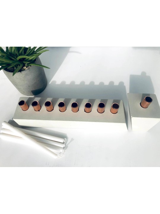 Menorah modulaire en béton, menorahs modernes de Hanoukka, Judaica israélienne