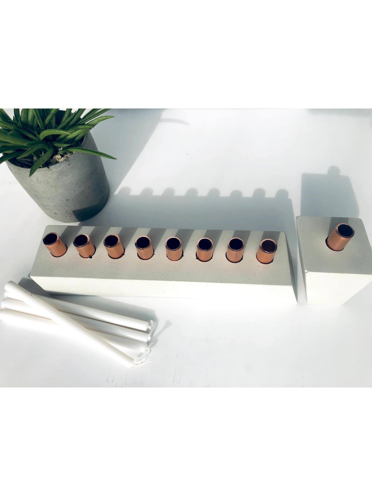 Menorah modulaire en béton, menorahs modernes de Hanoukka, Judaica israélienne