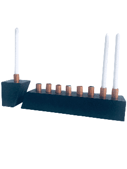 Menorah en béton noir, menorahs Hanukkah modernes, Judaica israélienne