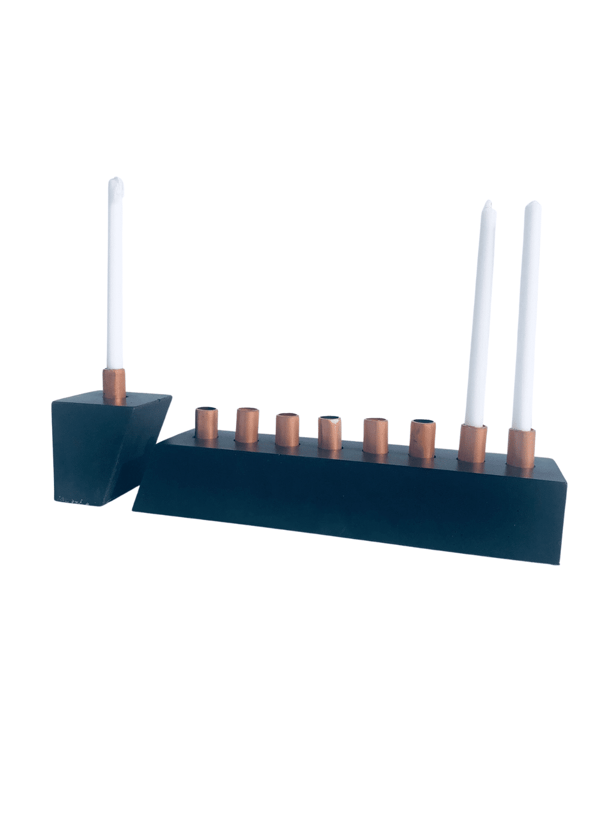 Menorah en béton noir, menorahs Hanukkah modernes, Judaica israélienne