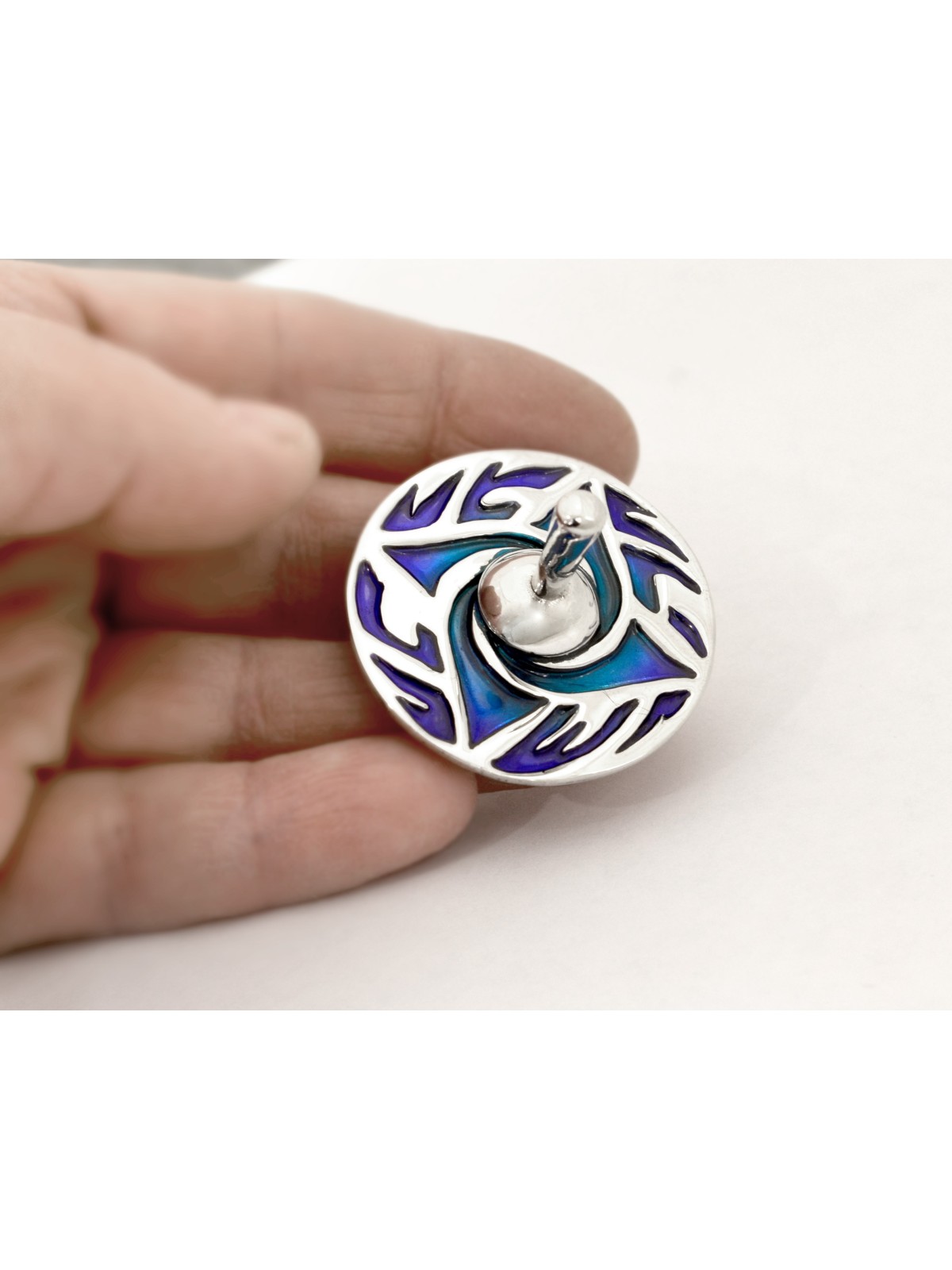 Sterling Silver Dreidel with Modern Design , Dreidels , Israeli Judaic