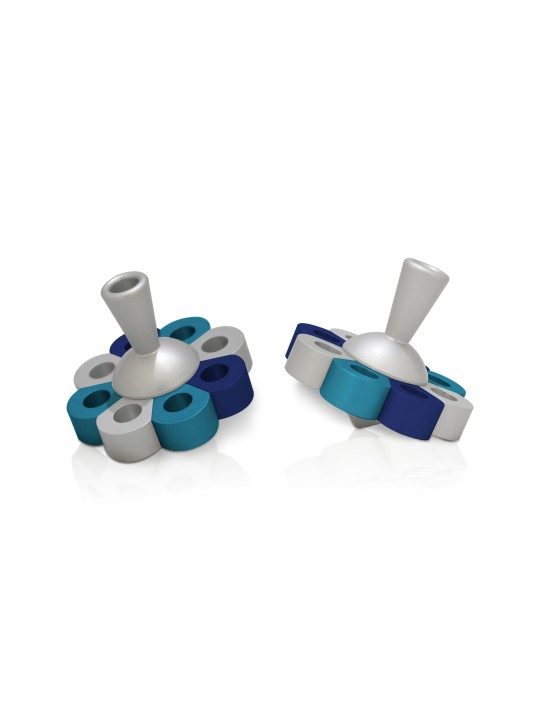 Dreidel en aluminium floral et Menorah Matte , Dreidels , Judaica israélien