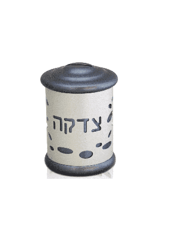 פרחים דסגין קופסת צדקה עגולה מאלומיניום , קופסאות צדקה , ישראלי