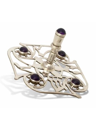 Dreidel unique avec pierre d’améthyste naturelle, Dreidels, judaïque israélien