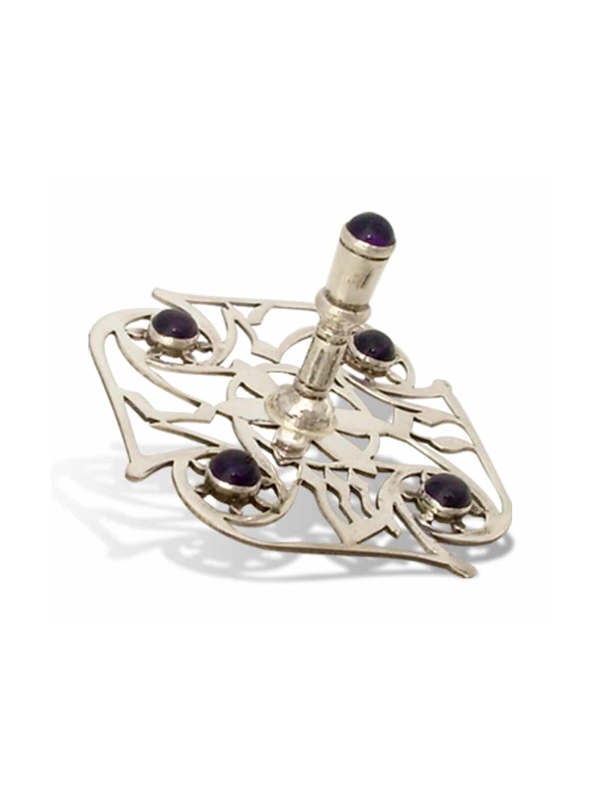Dreidel unique avec pierre d’améthyste naturelle, Dreidels, judaïque israélien