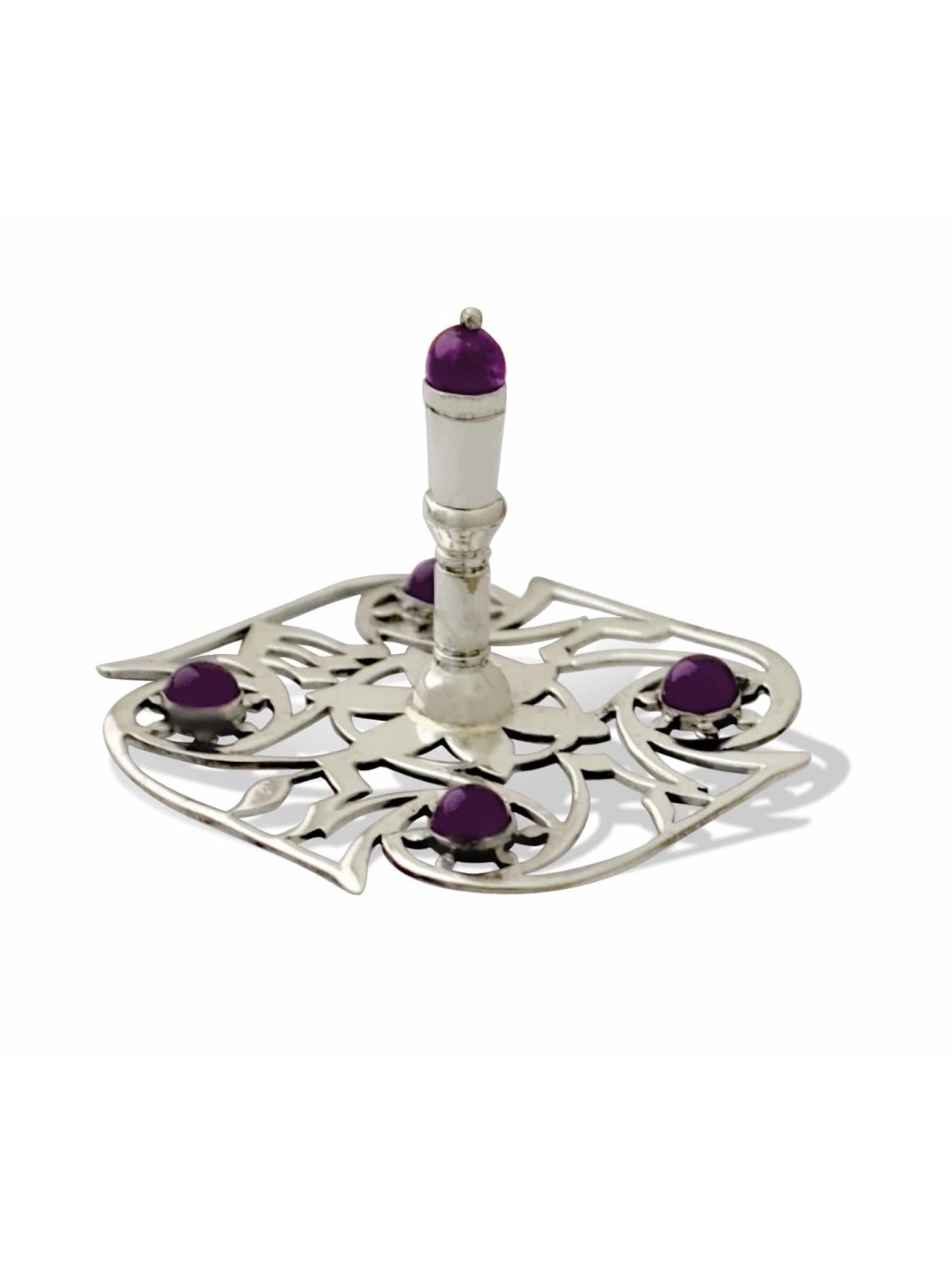 Dreidel unique avec pierre d’améthyste naturelle, Dreidels, judaïque israélien