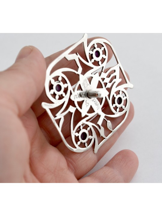Dreidel unique avec pierre d’améthyste naturelle, Dreidels, judaïque israélien