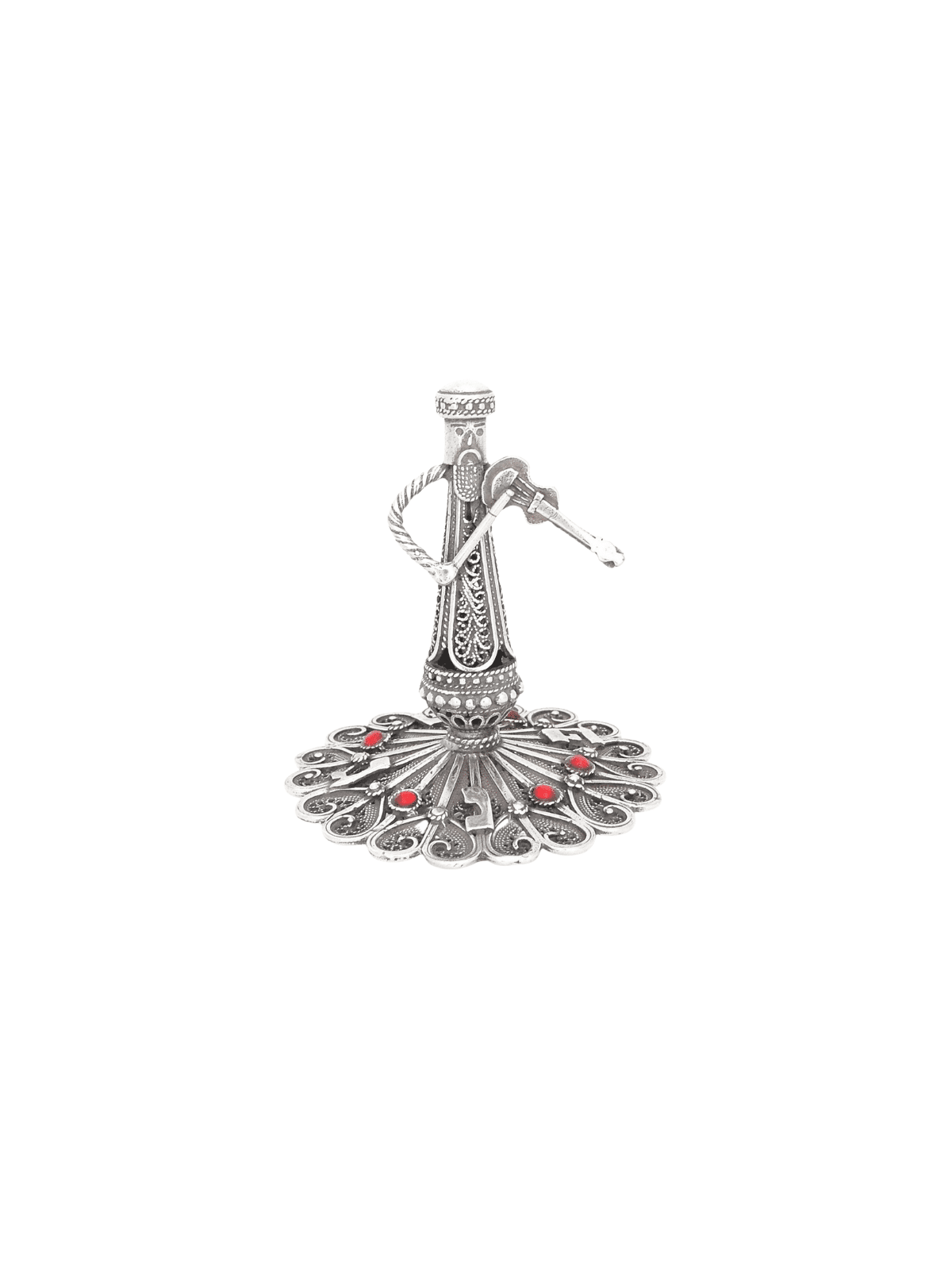 Klezmer Violinist Design Silver Dreidel with Orang , Dreidels , Israel