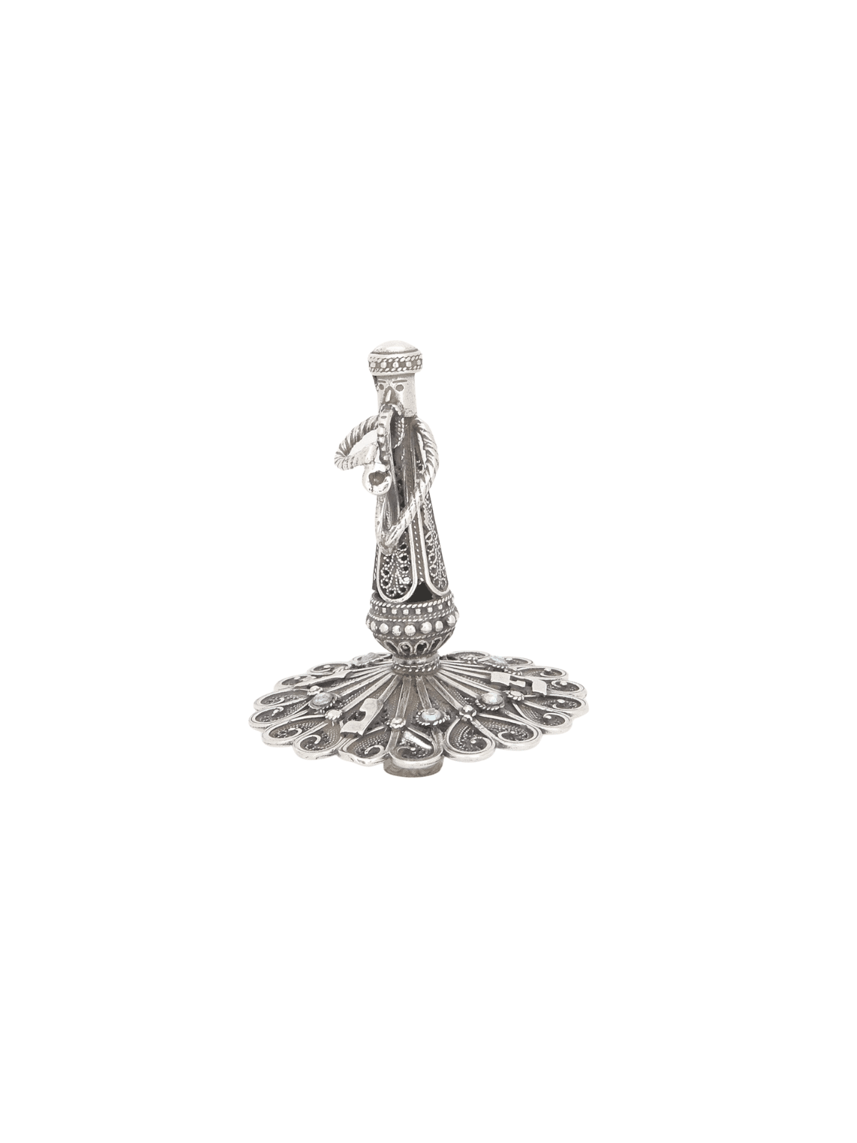 Large Silver Saxophonist Dreidel with Turquoise Ge , Dreidels , Israel