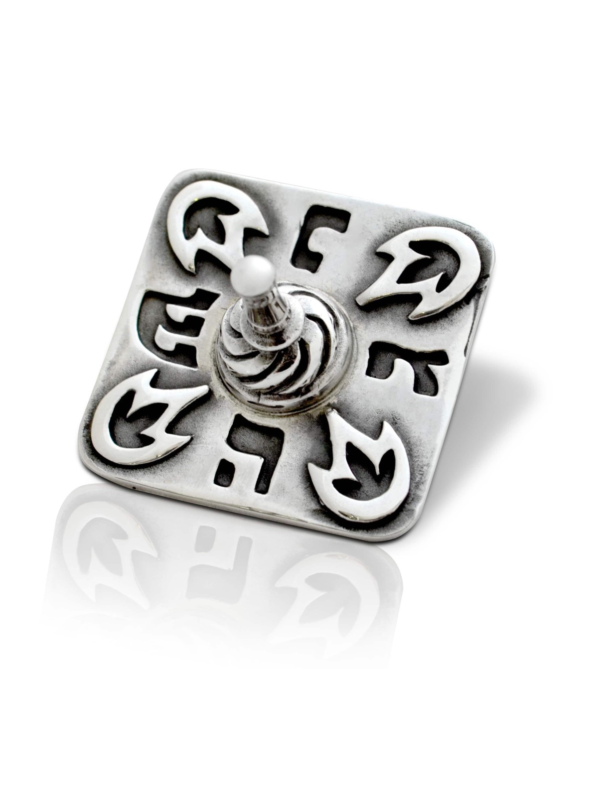 Carré 925 Sterling Silver Dreidel , Dreidels , Judaica israélien