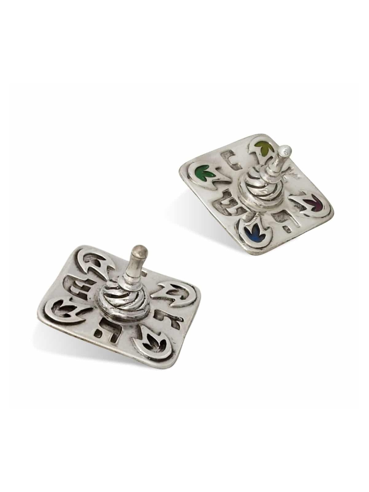 Square 925 Sterling Silver Dreidel , Dreidels , Israeli Judaica