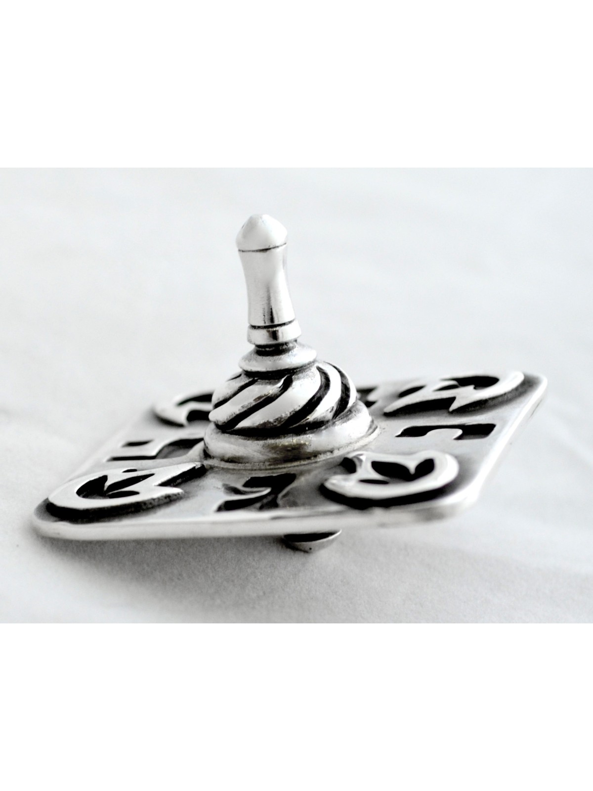 Square 925 Sterling Silver Dreidel , Dreidels , Israeli Judaica